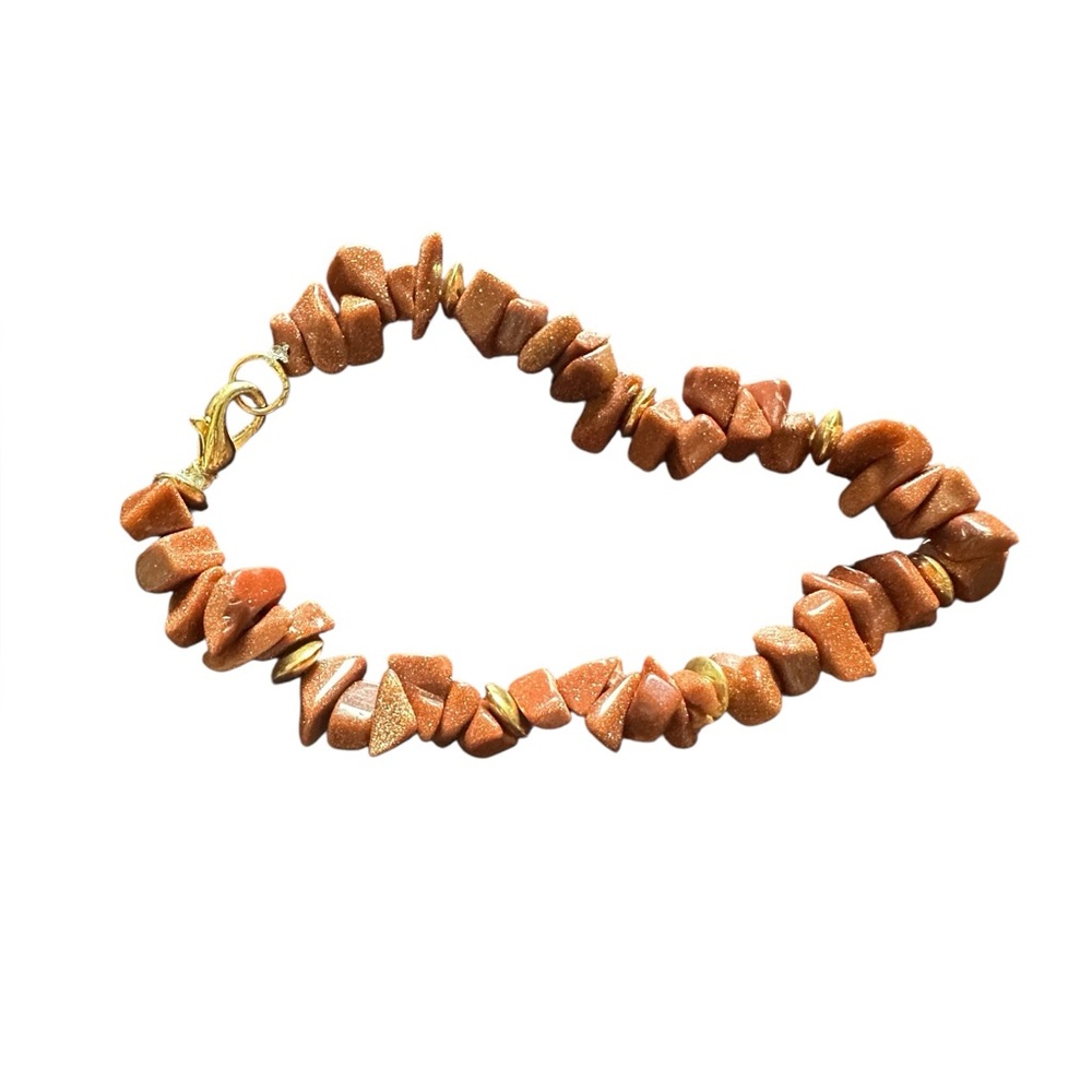 Handmade Rust Colored Stone Beaded Bracelet